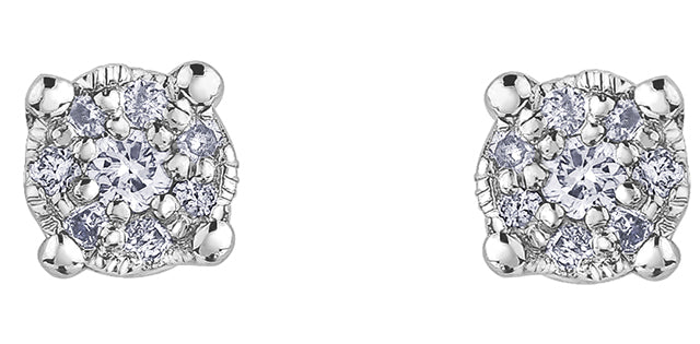 10K White Gold Diamond Stud Earrings