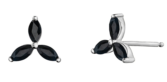 10K White Gold Black Sapphire Earrings