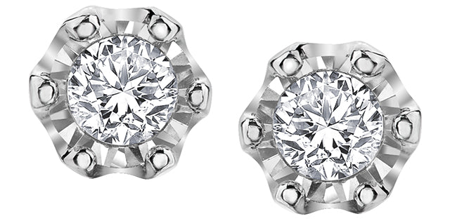 10K White Gold Diamond Stud Earrings