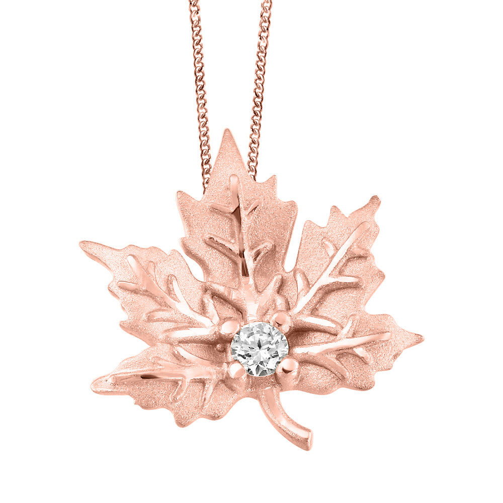 10K Rose Gold Maple Leaf Pendant