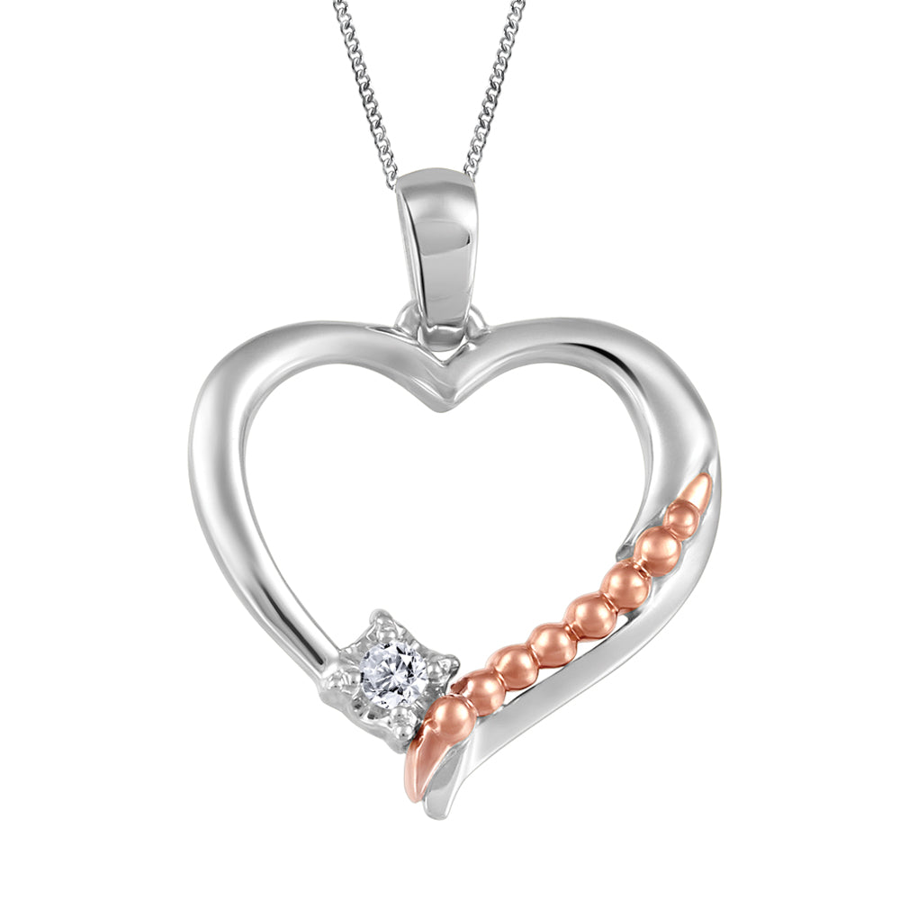 10K Two Tone Diamond Heart Necklace