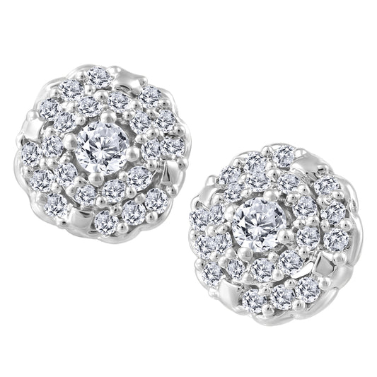 10K White Gold Diamond Stud Earrings