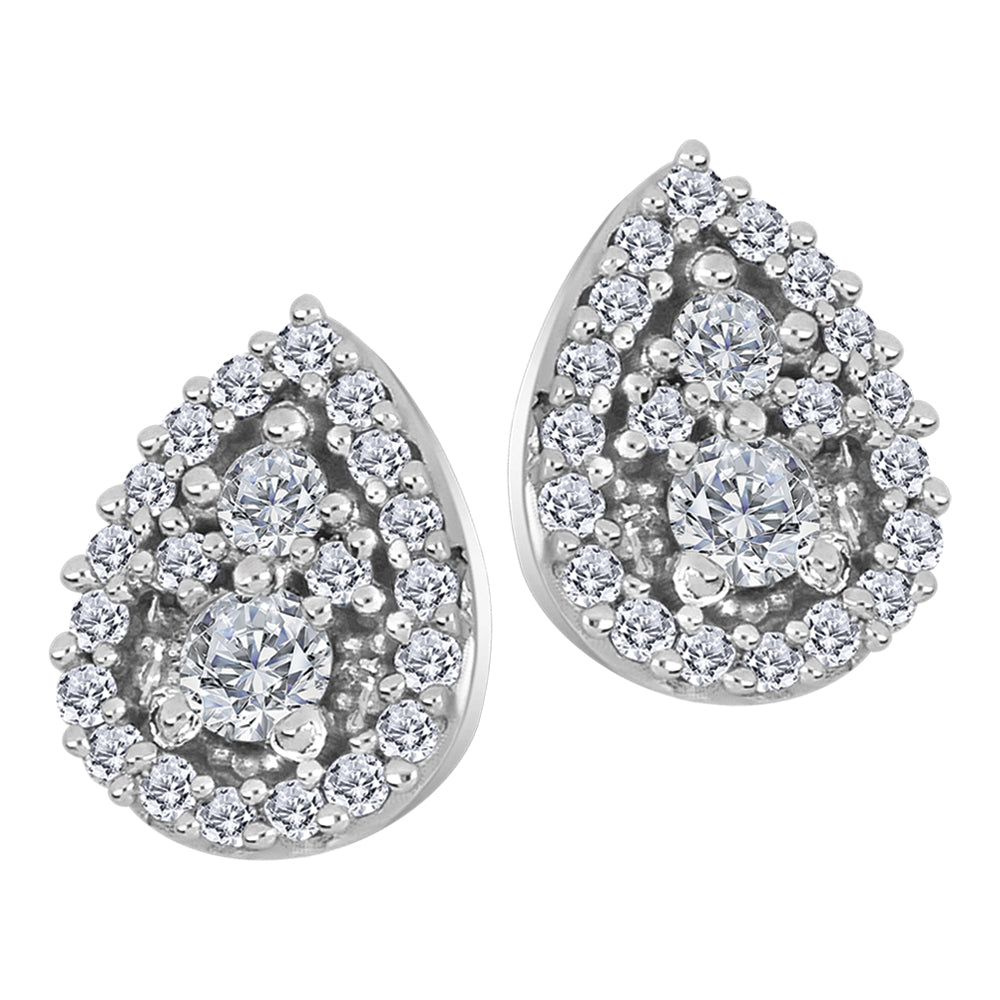 10K White Gold Tear Drop Earrings