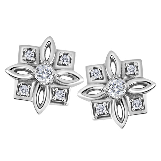 10K White Gold Diamond Stud Earrings