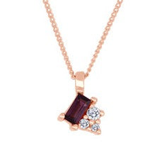 10K Rose Gold Pink Topaz & Diamond Necklace