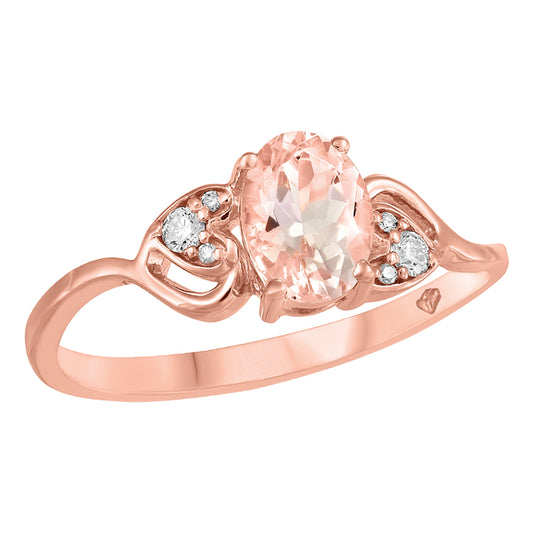 10K Rose Gold Morganite Diamond Ring