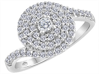 14K White Gold Diamond Cluster Ring