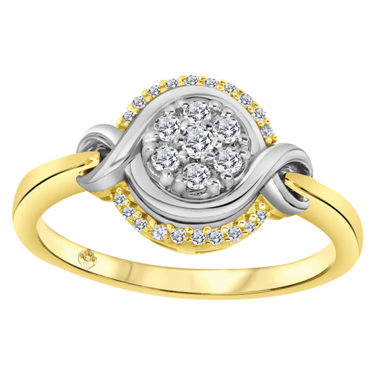 10K Two Tone Diamond Cluster Ring