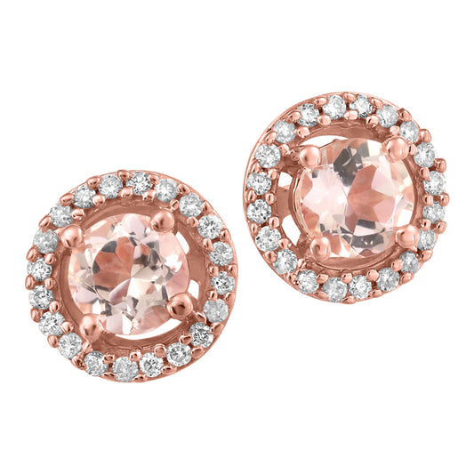 10K Rose Gold Morganite Stud Earrings