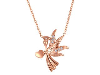 10K White Gold Angel Necklace