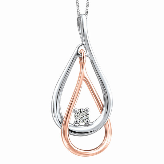 10K Two Tone Tear Drop Diamond Necklace