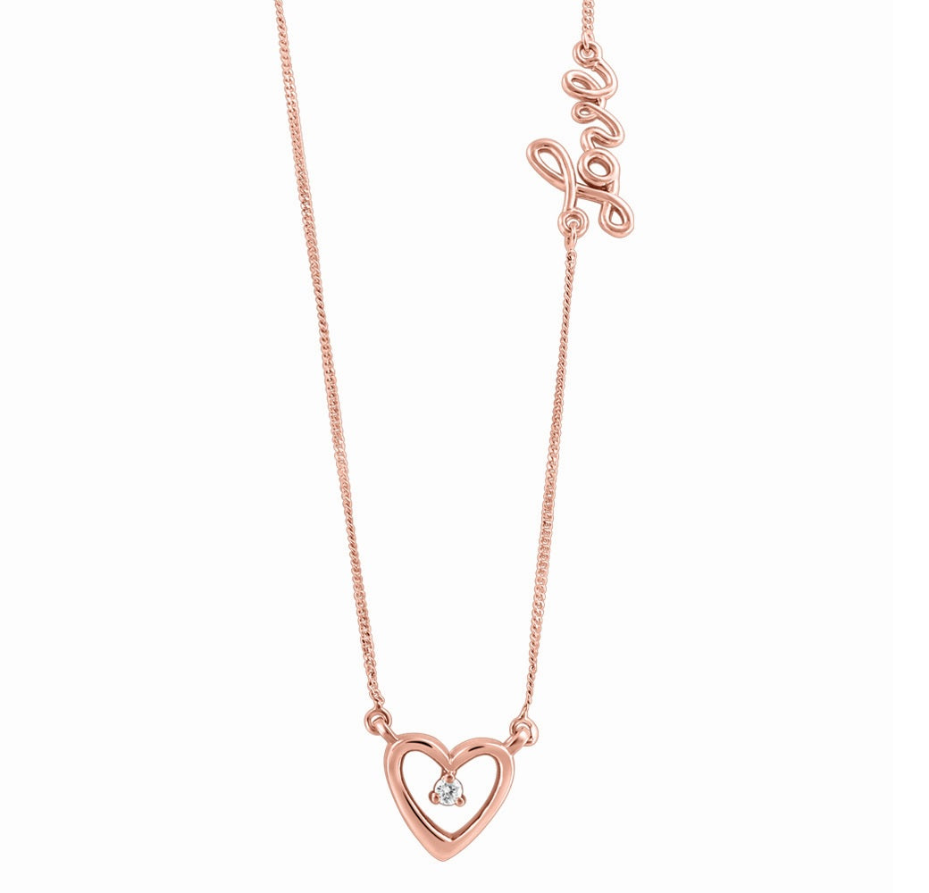 10K Rose Gold Heart Love Necklace