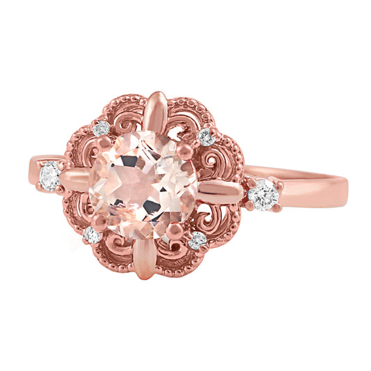 10K Rose Gold Diamond & Morganite Ring