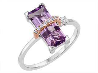 10K Two Tone Amethyst Ring