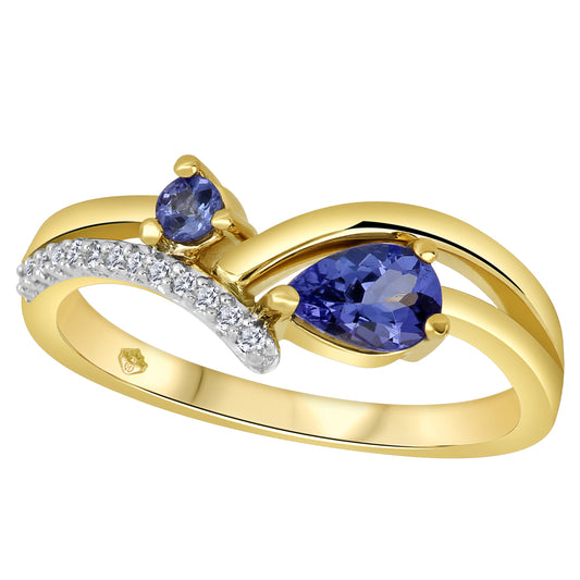10K Yellow Gold Diamond Tanzanite Ring