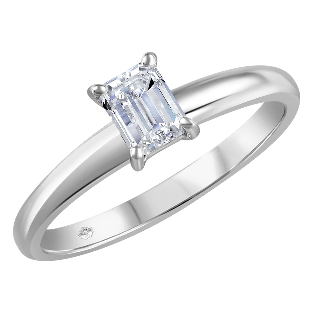 14K White Gold Emerald Cut Diamond Ring
