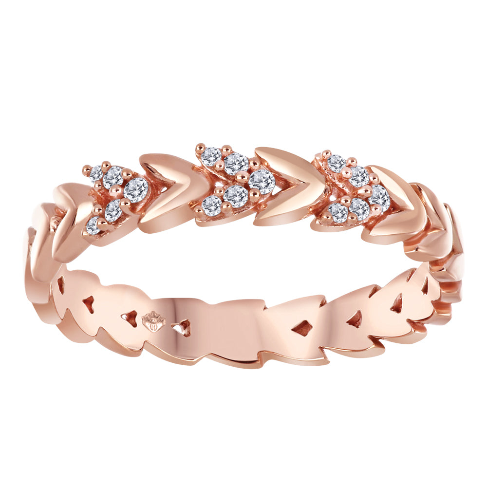 10K Rose Gold Arrow Diamond Ring