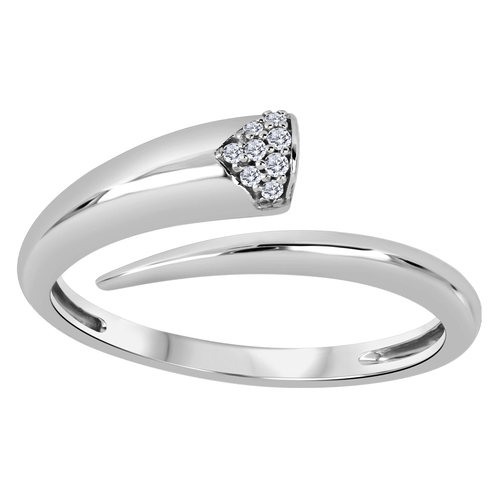 10K White Gold Diamond Cross Over Ring