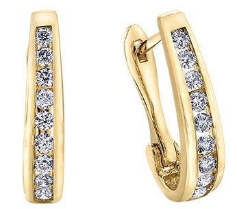 10K Yellow Gold Diamond Hoop Earrings