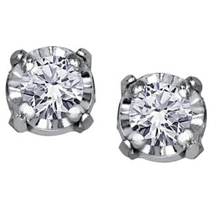 10K White Gold Solitaire Diamond Stud