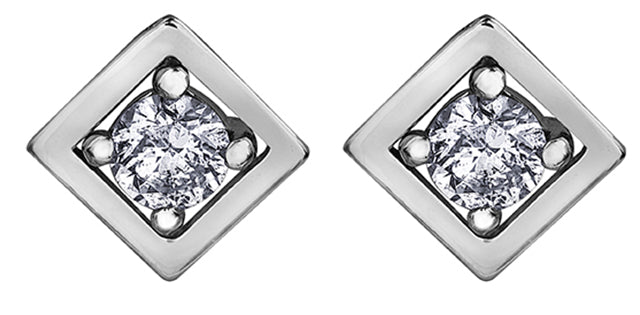 10K White Gold Diamond Stud Earrings