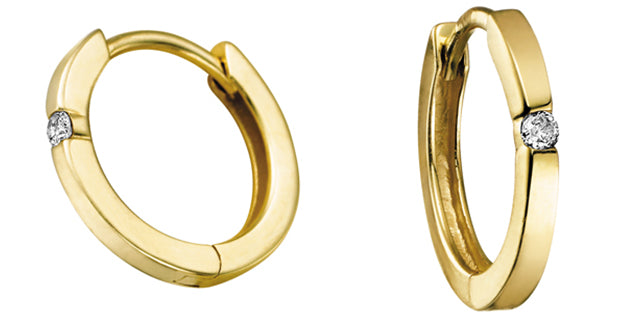 10K Gold & Diamond Hoop Earrings