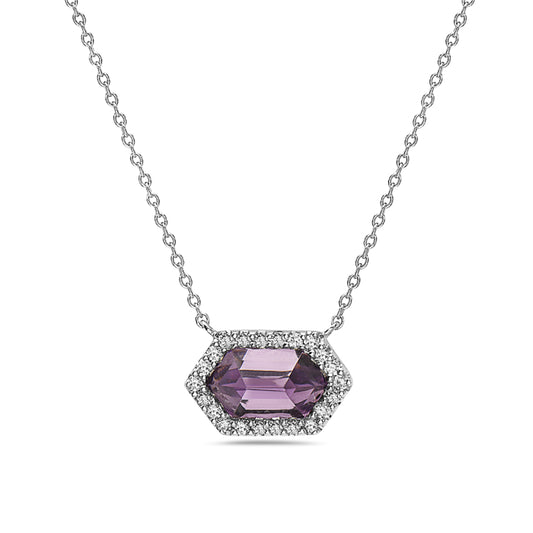 14K White Gold Amethyst Necklace
