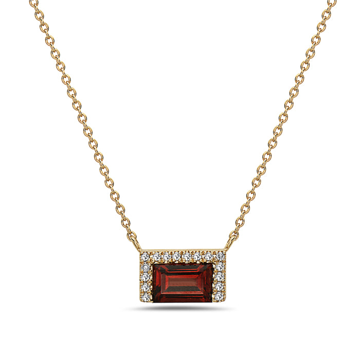 14K Yellow Gold Diamond Garnet Necklace