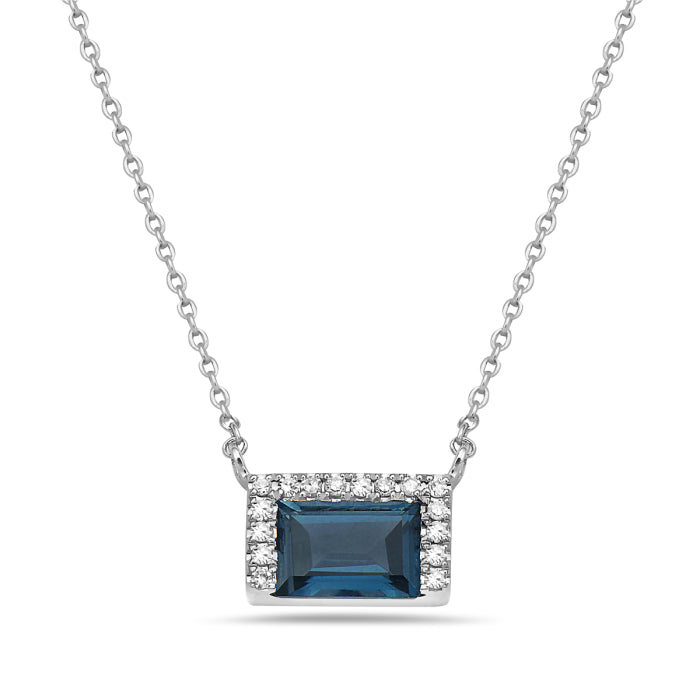 14K White Gold London Blue Topaz Necklace
