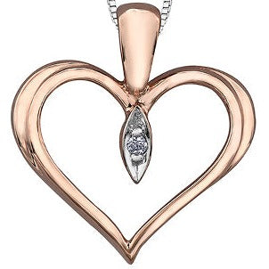10K Rose Gold Diamond Heart Necklace