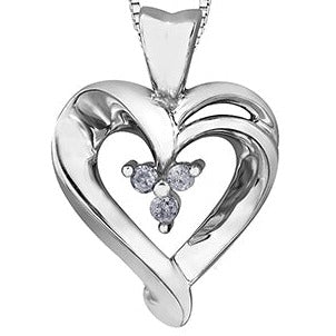 10K White Gold Diamond Heart Necklace
