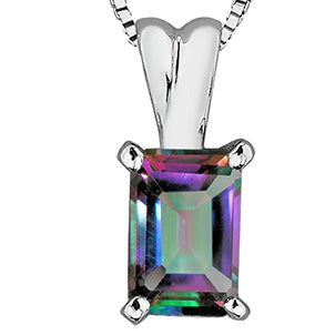 10K White Gold Mystic Topaz Necklace