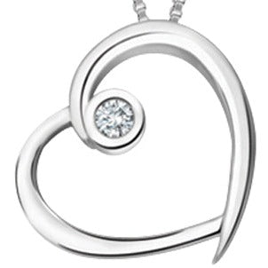 10K White Gold Diamond Heart Necklace
