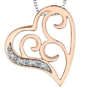 10K Rose Gold Diamond Heart Necklace