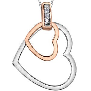 10K Two Tone Diamond Heart Necklace