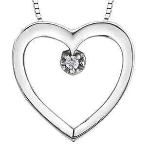 10K White Gold Diamond Heart Necklace