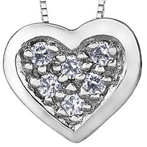 10K White Gold Diamond Heart Necklace