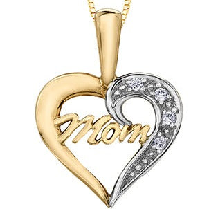 10K Yellow Gold Diamond Mom Necklace