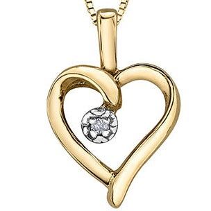 10K Yellow Gold Diamond Heart Necklace