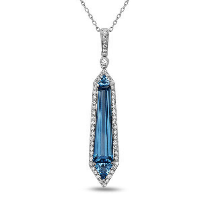 14K White Gold London Blue Topaz Necklace