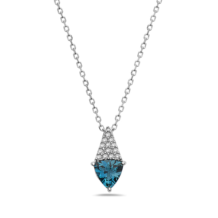 14K White Gold London Blue Topaz Necklace