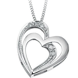 10K White Gold Diamond Heart Necklace