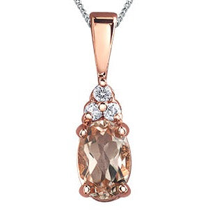 10K Rose Gold Morganite Diamond Necklace