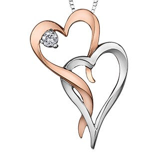 10K Two Tone Interlocking Heart Necklace