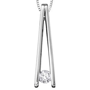 10K White Gold Tension Set Diamond Necklace