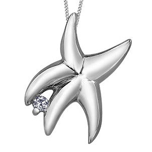 10K White Gold Diamond Starfish Necklace