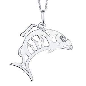 10K White Gold Diamond Salmon Necklace