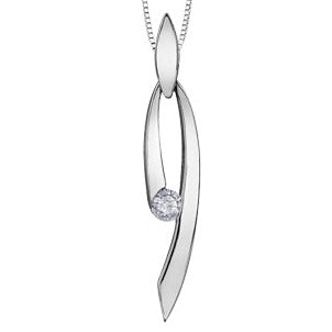 10K White Gold Dangle Diamond Necklace