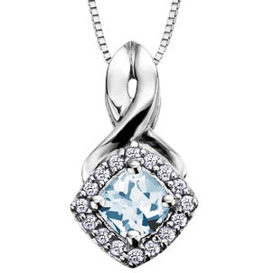 10K White Gold Diamond & Gem Necklace