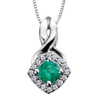 10K White Gold Diamond & Gem Necklace